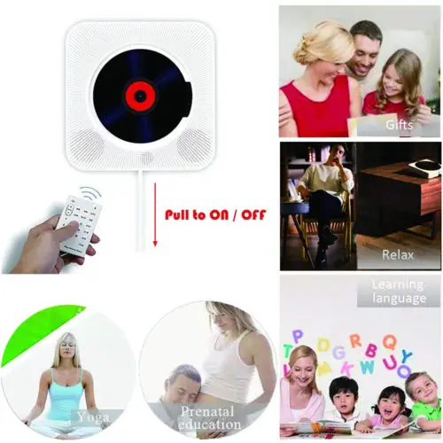 Настенный CD плеер с объемным звуком FM радио Bluetooth USB MP3 дисков портативный