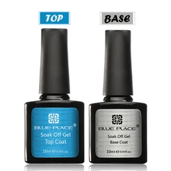 

2pcs/lot Blue Place UV Gel nail polish kit base coat + top it off Foundation soak off Varnish 10 ml Diamond long lasting