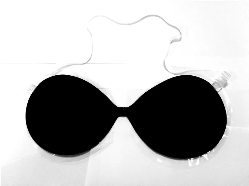 

Women Black Winged Silicone Chest Patch One Piece Wire Free Bra Front Buckle Breathable Seamless With Straps Bra
