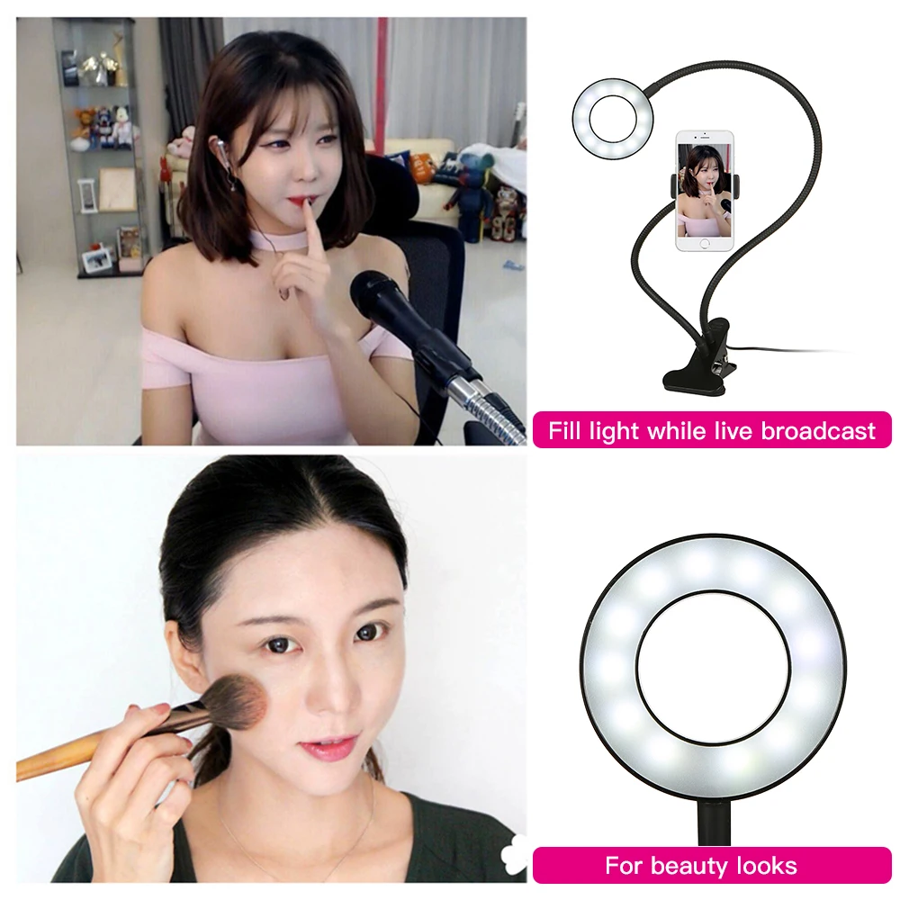 Andoer Controllable Selfie Ring Light with Clamp Cell