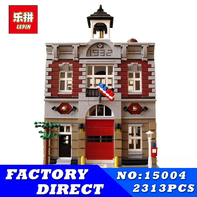 

City Street Building Blocks Bricks LEPIN 15004 Fire Brigade Station 2313 PCS Creator Toy Gift Compatible Children Kit Toys DHL