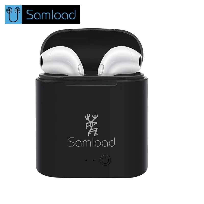 Samload Bluetooth наушники Беспроводная гарнитура с зарядным устройством стерео наушники для Apple iPhone se 6 7s 8 Xiaomi huawei - Цвет: I7CBX-2Earphone-BW