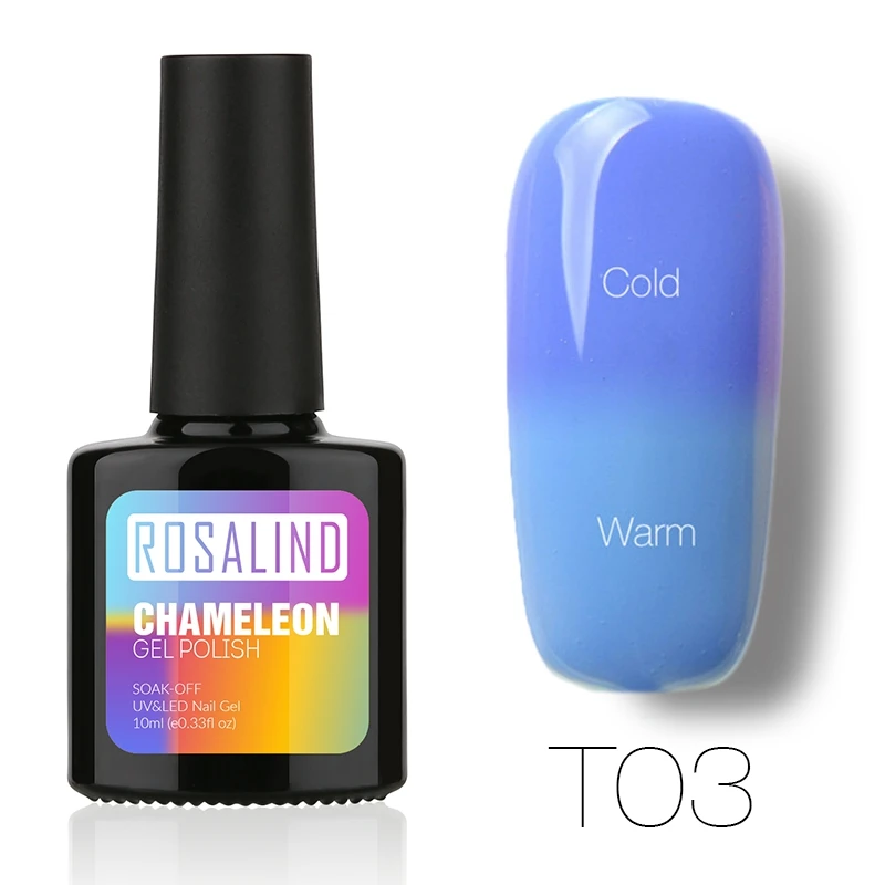 ROSALIND гель 1S P+ черная бутылка 10 мл хамелеон, изменяющийся от температуры T01-30 гель лак для ногтей УФ светодиодный термо - Цвет: T03
