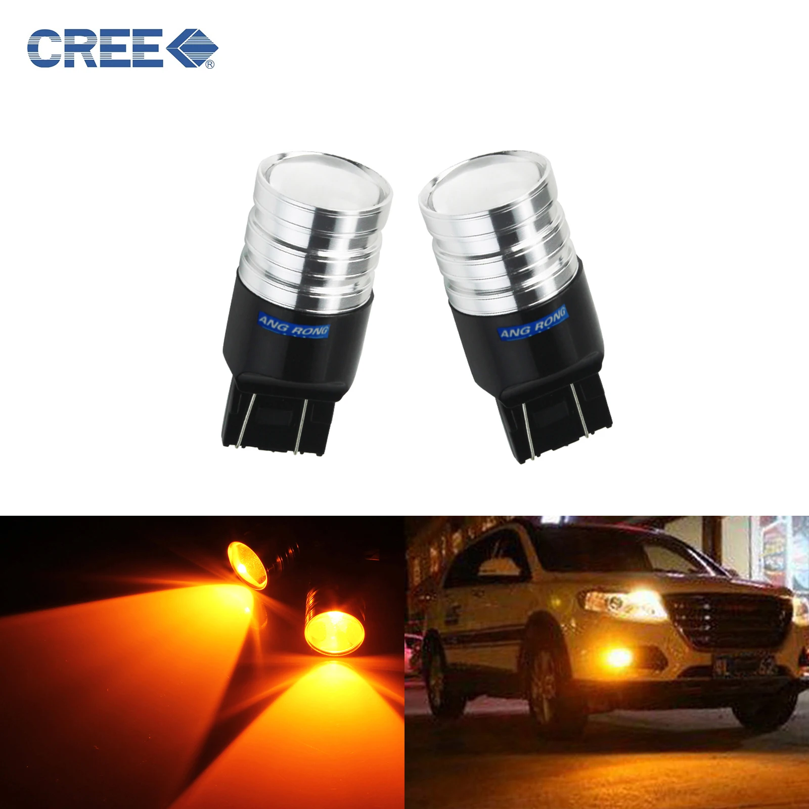 ANGRONG 2x T20 7440 7443 W21W W21/5W 5W C ree светодиодный бокосветильник стоп сигнал