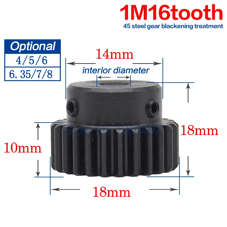 Engranaje de 15/16 dientes piñón de engranaje de acero de aleación de Metal 1 M engranaje de engranaje cnc transmisión RC diámetro de orificio fijo 4, 5, 6, 6,35, 7, 8mm