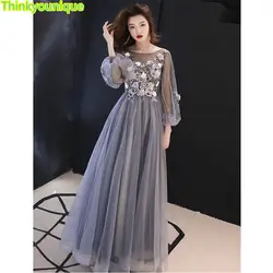 С круглым вырезом Длинное нарядное платье линии Вечерние платья vestido de festa longo вечернее платье vestido de novia abendkleider SA133