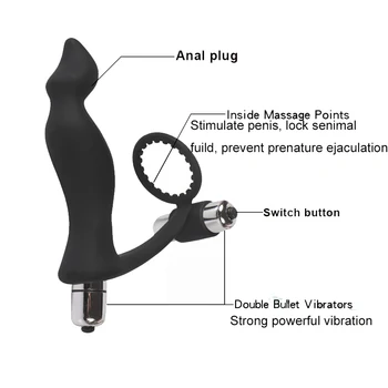 MLSice Male Prostate Massage Cock Ring Anal Butt Plug Vibrator Silicone Sex Toys for Couple Men Penis Training Delay Ejaculation 3