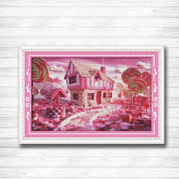 

Fairy tale house cabin Scenery Painting dmc 14CT 11CT counted cross stitch Needlework Set Embroidery kits chinese cross stitch