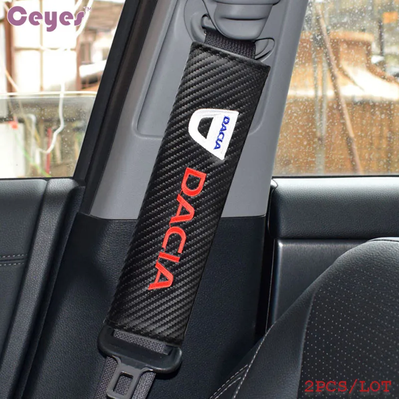 

Ceyes Car-Styling Car Emblems Pad Case For Dacia Duster Logan Sandero 2 Mcv Sandero Auto Seat Belt Cover Accessories Car Styling