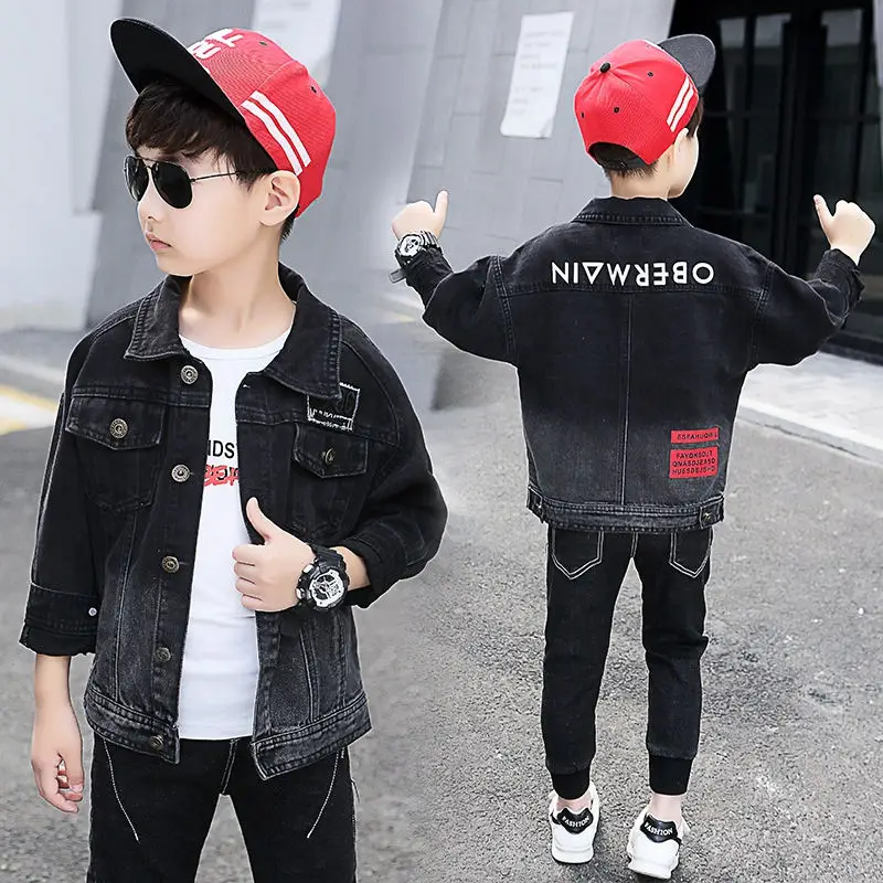 kids black denim jacket