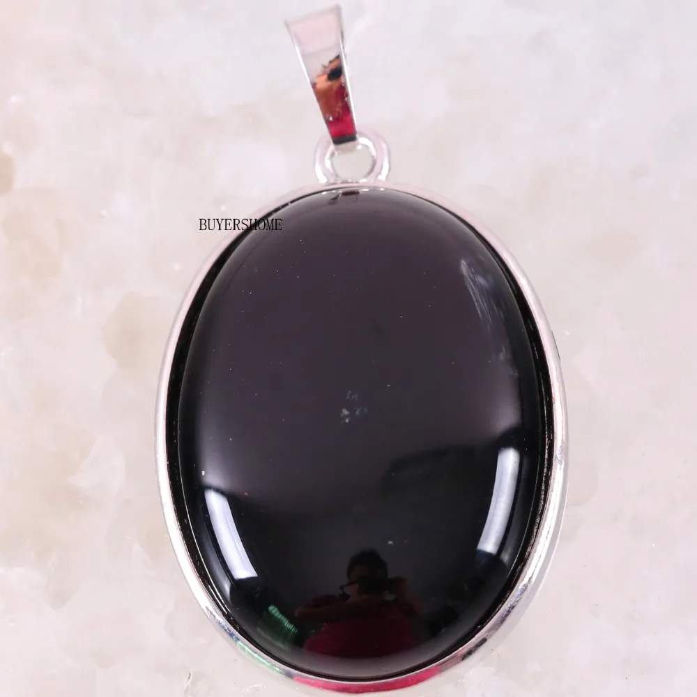 

Oval 35x25MM Natural Stone Beads Black Onyx Pendant Fit Necklace For Girls Women Jewelry Gift K652