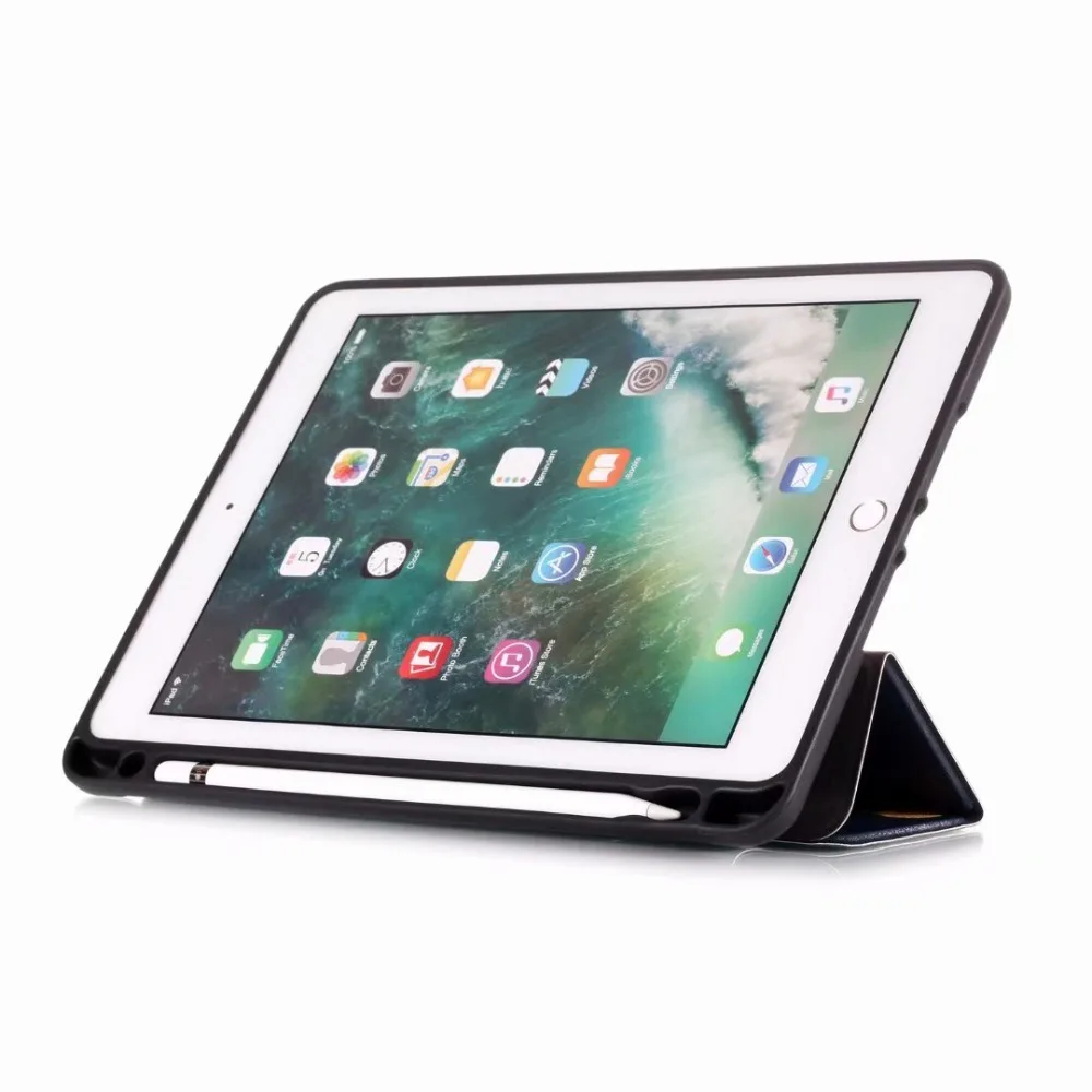 For ipad 5/6 Air 1/2 Smart Case for iPad 9.7 New Tablet Magnetic Folding PU Leather Funda Cover With Pencil Holder