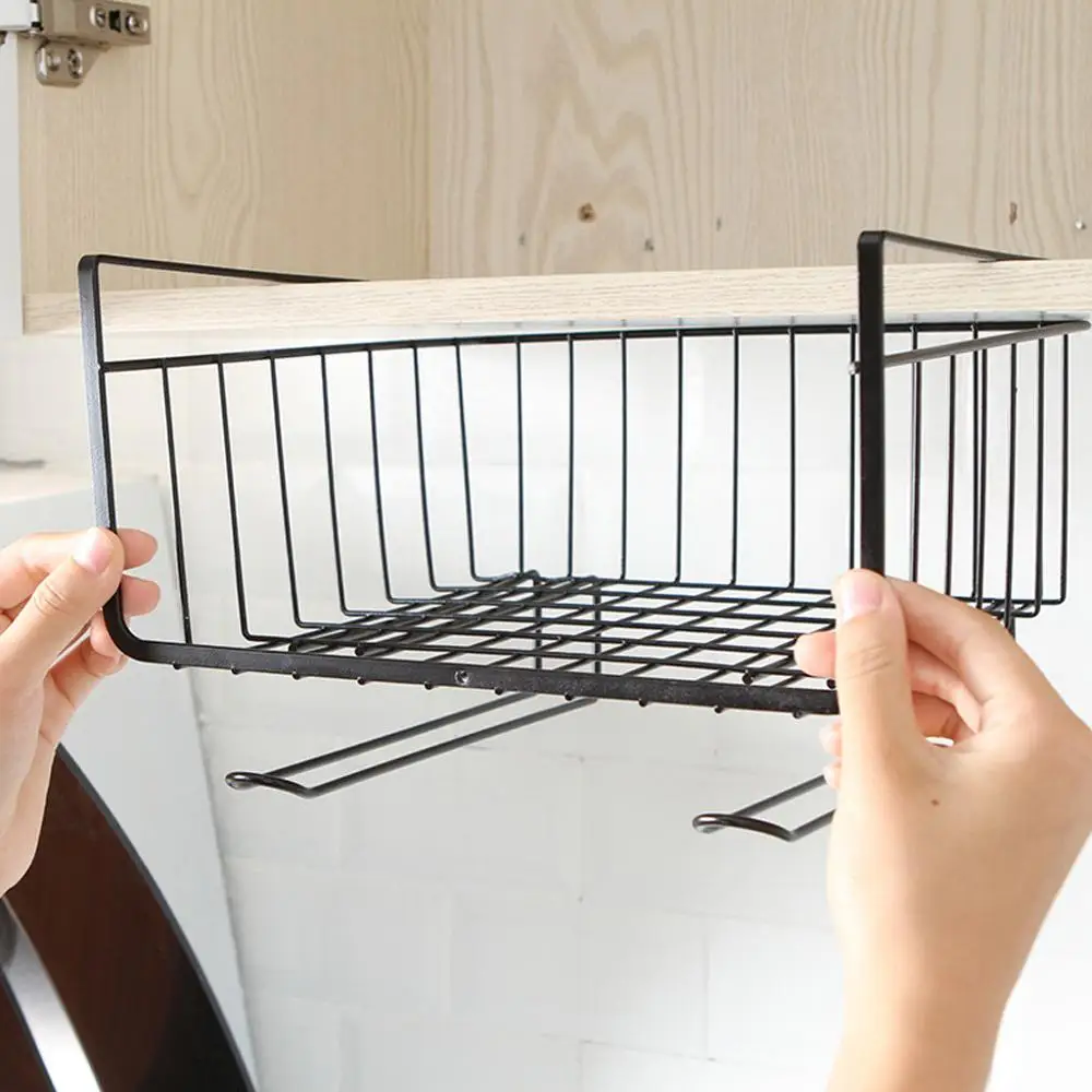 

Kitchen Storage Bin Under Shelf Wire Rack Cup Plate Dish Cabinet Basket Organizer Holder Stand for Bathroom Toothbrush Holder