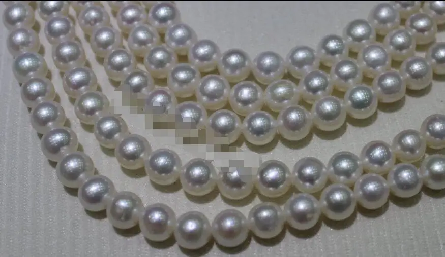 

Free Shipping >>>>>7-7.5MM perfectly round AAA+ white Akoya Cultured Loose Beads 18