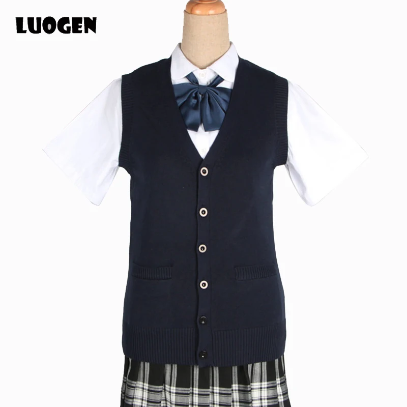 Buy Japanese Preppy Style Vest V Neck Sweater Cosplay Student Cotton Sleeveless