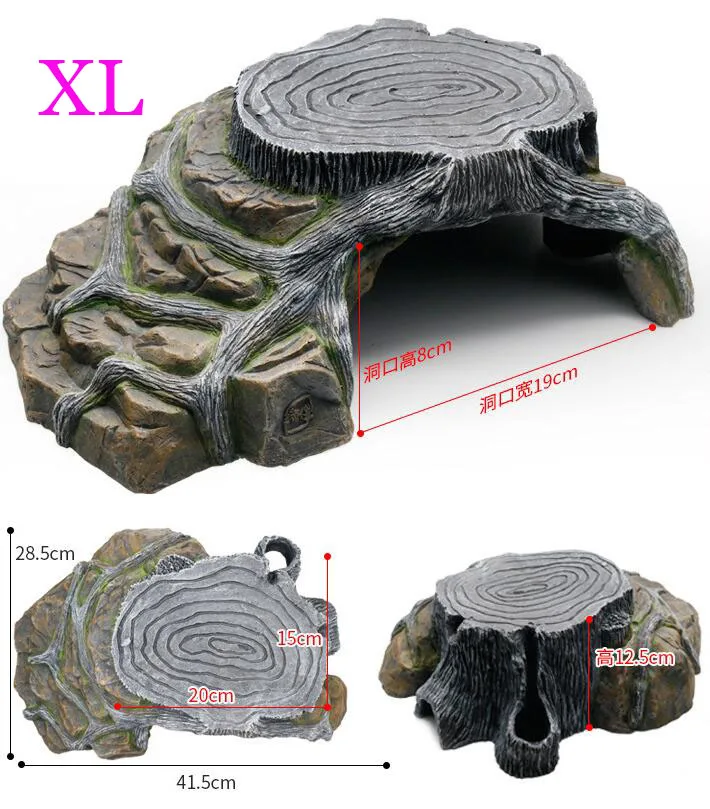 Креативный питомец рептилия скрытый пещера аквариум камень Черепаха обмотка подъем греющийся пандус платформа черепаха солнце крыша Терраса - Цвет: XL