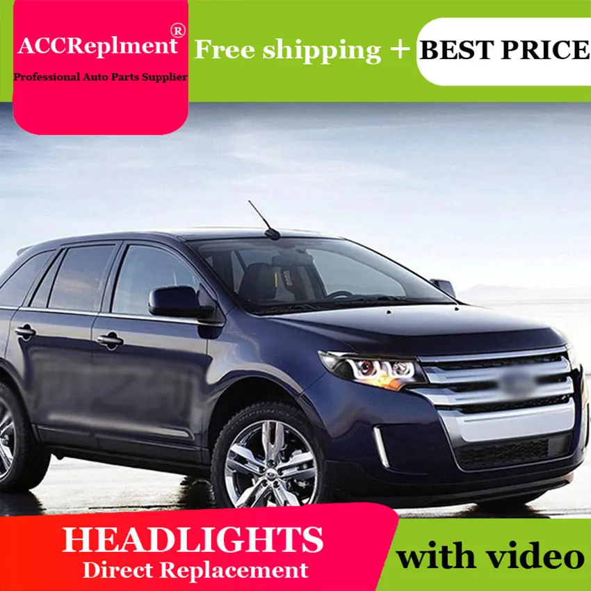

AUTO.PRO FOR FORD EDGE led Headlights 2011-2014 bi xenon lens Double U LED DRL xenon H7 For FORD EDGE head lamps car styling