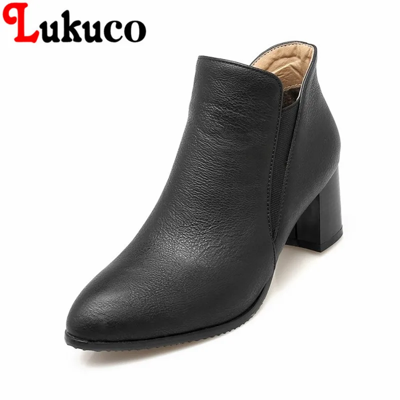 

2017 concise style Pointed Toe lady shoes size 34-46 Square heel Ankle Boots high quality low price super bargain women boots
