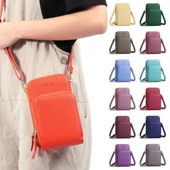 

2019 hot Women Bag Fashion Colorful PU Leather Mini Crossbody Shoulder Pouch Cell Phone Packet High Quality Zipper Ladies Purse