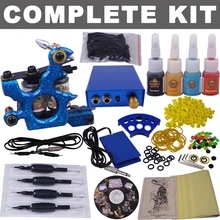 Набор для тату-машины, полные цвета, иглы для чернил, светодиодный источник питания, ручка, практическое оборудование для перманентного макияжа, стартер, затенение, подкладка