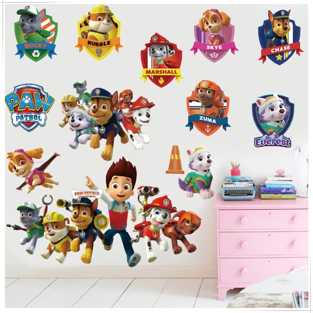 

Real PAW Patrol PVC Cartoon Toy Stickers Home Decoration Children's Room Stickers Kindergarten Wall Waterproof Sticker Gift