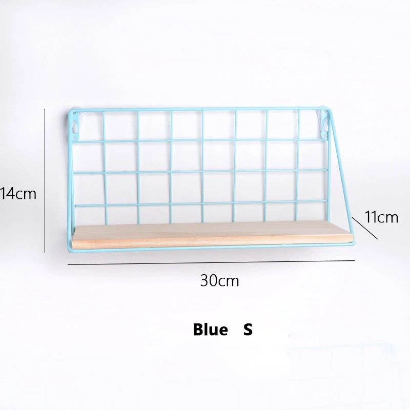 Деревянная железная настенная полка, настенный стеллаж для хранения, органайзер для спальни, кухни, домашний декор, детская комната, сделай сам, Настенный декор, держатель - Цвет: 3