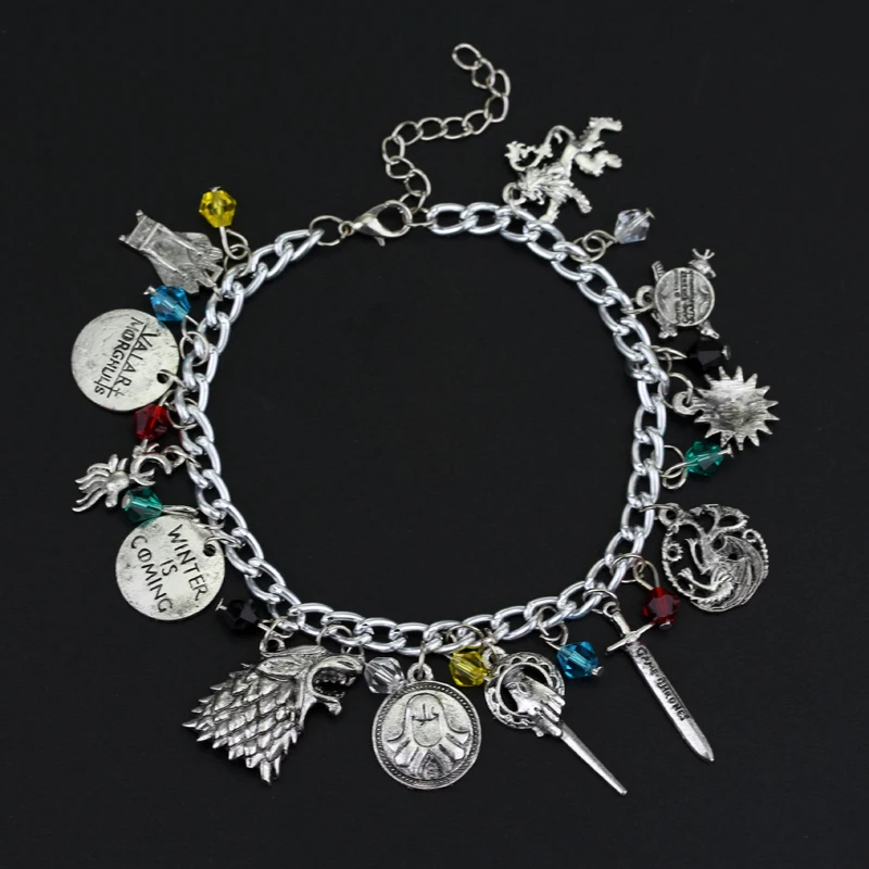 

Game Of Thrones Charm Bracelet The House Banners 7 Kingdom Nights Watch Dragons Stark Bracelets For Fans Gift
