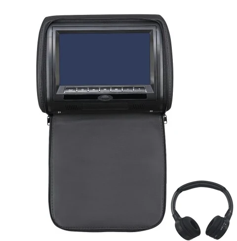 Caroad 2 шт. 9 дюймов подголовник автомобиля монитор MP5 dvd-плеер с застежкой-молнией на тонкопленочных транзисторах на тонкоплёночных транзисторах ЖК-дисплей Экран Поддержка ИК/FM/USB/SD/Динамик/игры - Цвет: Black with headphone