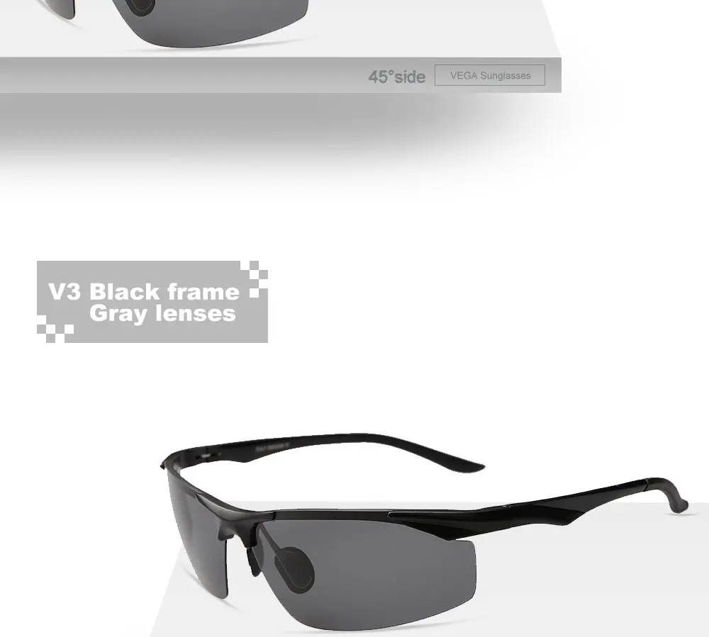VEGA Eyewear Black Polarized Sunglasses Sport Driver Fishing Men Male Aluminum Sunglass 3 (8)