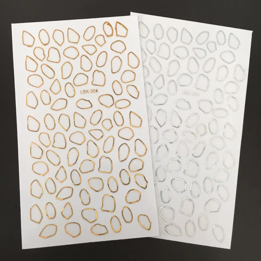 Новейшая модель LSIKA, LSK-304-303, золото, серебро, серия, специальная линия, дизайн 3D, дизайн ногтей, письмо, Модный шаблон, наклейка, переводная наклейка