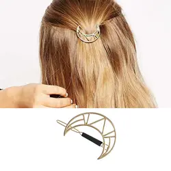1 шт. заколки для волос для женщин Луна шпилька Геометрическая многосторонняя Луна Шпилька Модные женские Личности дизайнерские шпильки G0507