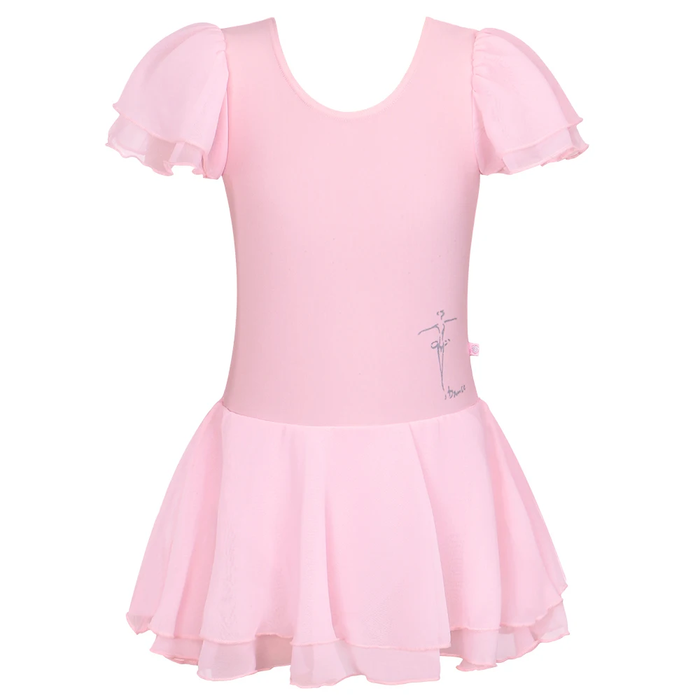 

Pink Baby Girls Ballet Gymnastics Leotard Kids' Short Sleeve Dancewear One Piece Ballet Dress Training Stage Performance Costume