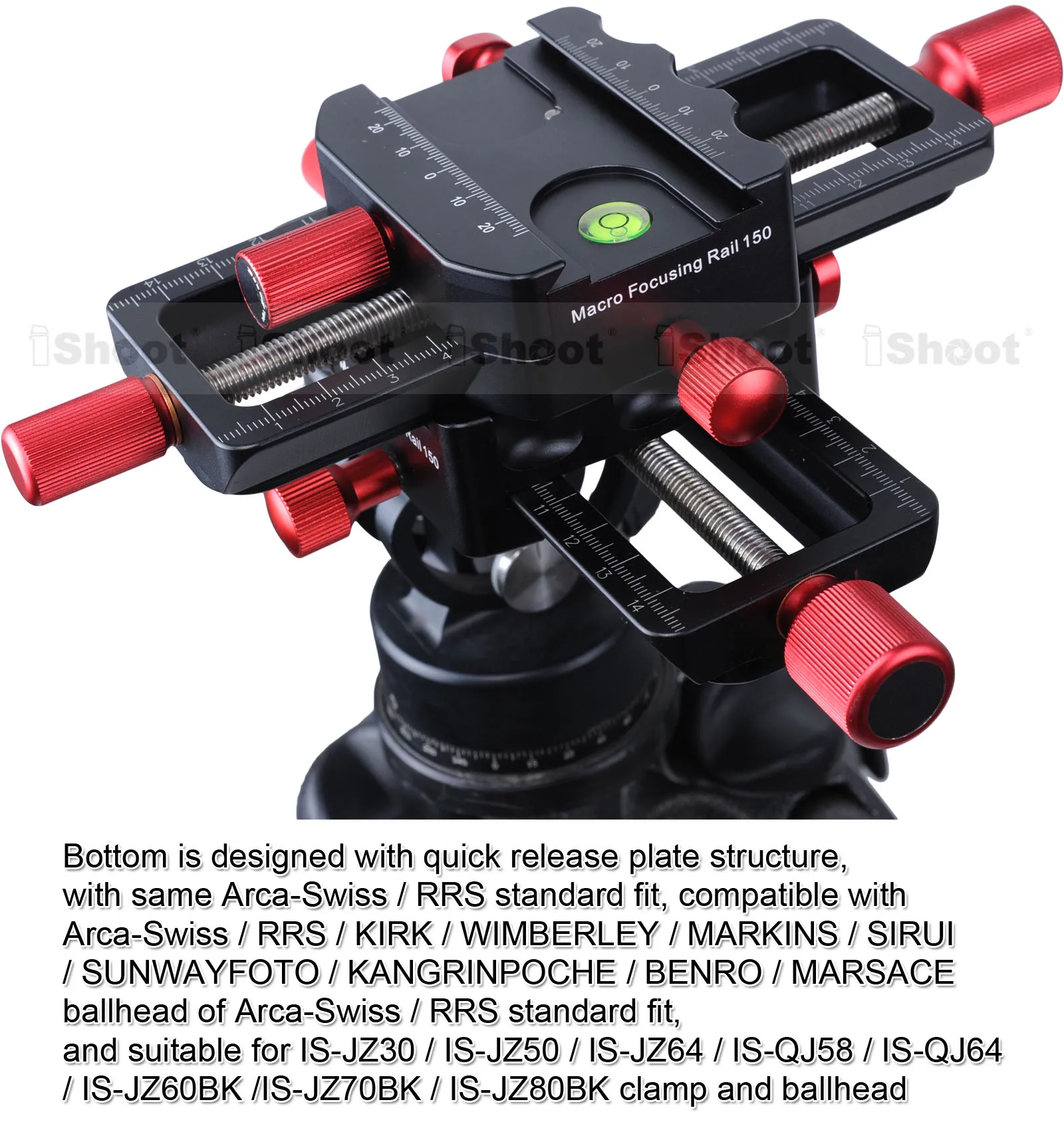 150 мм Макро Фокусировочный рельс ползунок съемки крупным планом головка с Arca-Swiss Fit зажим БЫСТРОРАЗЪЕМНАЯ пластина для штатива шаровой головки