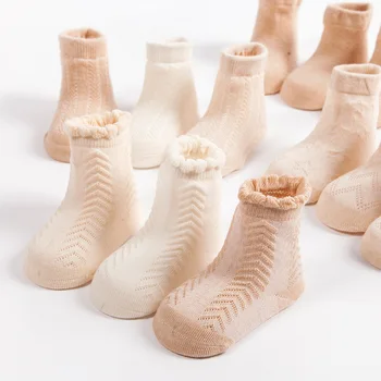 

3 Pairs Baby Socks Organic Cotton Kids Socks Summer Thin Boys Girls Short Socks Cute Breathable Newborn Infant Footwear 0-3Y