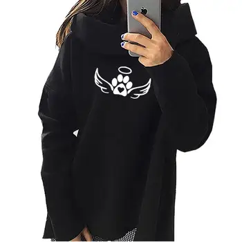 

2019 New Fashion Dog Cat Paw Print Kawaii Hoodies Sweatshirts Femmes Pockets Casual Cotton Autumn Comfortable
