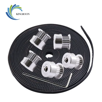 

KINGROON 3D Printer Parts 5PCS GT2 20 Teeth Width 6mm Bore 5mm Timing Pulleys+1PC 5m GT2 Width 6mm Timing Belt+1PC 2mm Wrench