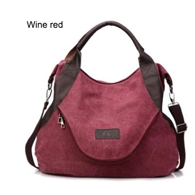 Zhuoku повседневные женские сумки через плечо женские холщовые кожаные вместительные сумки-шопперы для женщин повседневные большие карманы - Цвет: Large Wine red