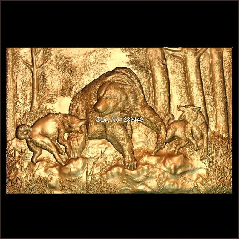 7pcs the bear of relief sculpture 3d model STL relief for cnc STL format 3d Relief Model STL Router 3 axis Engraver ArtCam