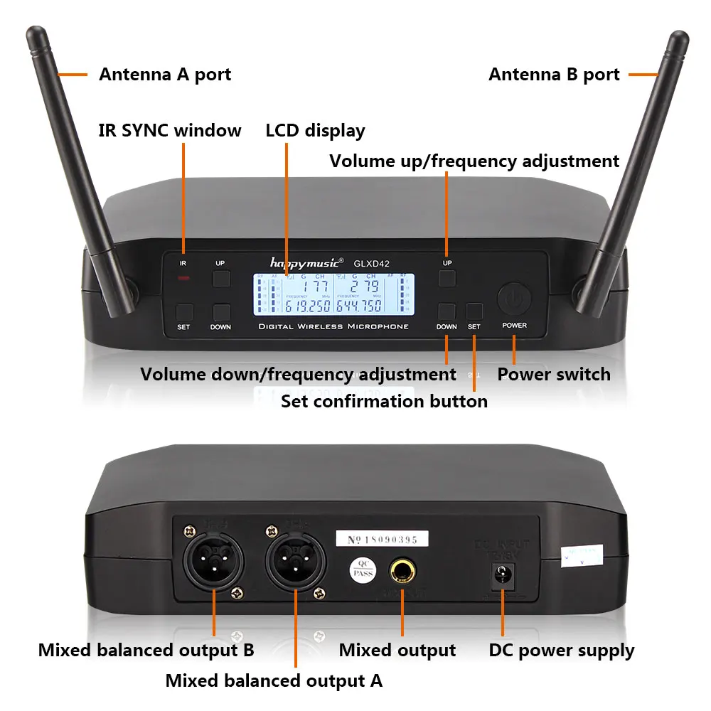 New High Quality Professional Dual Wireless Microphone System stage  performances a two wireless microphone