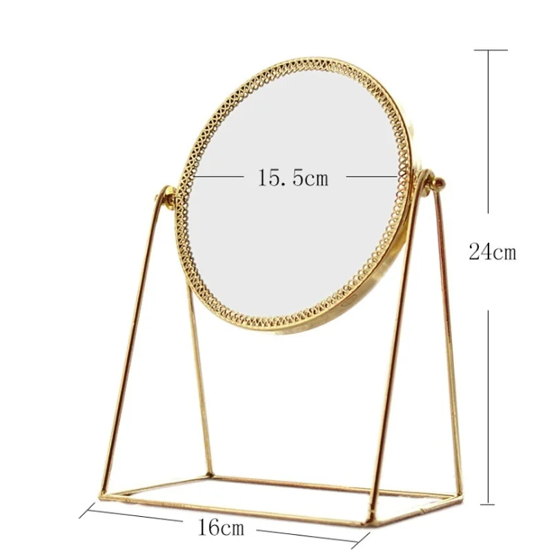 Золотое металлическое декоративное зеркало, Скандинавское настольное зеркало для макияжа, медное туалетное зеркало принцессы, туалетное стекло, домашние декоративные зеркала
