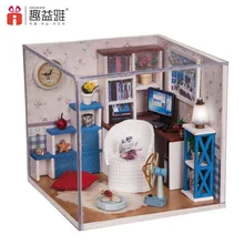 M003 миниатюрный DIY деревянный кукольный дом Милая мебель для Кабинета игрушка Miniatura игрушечная Сборная модель подарки на день рождения