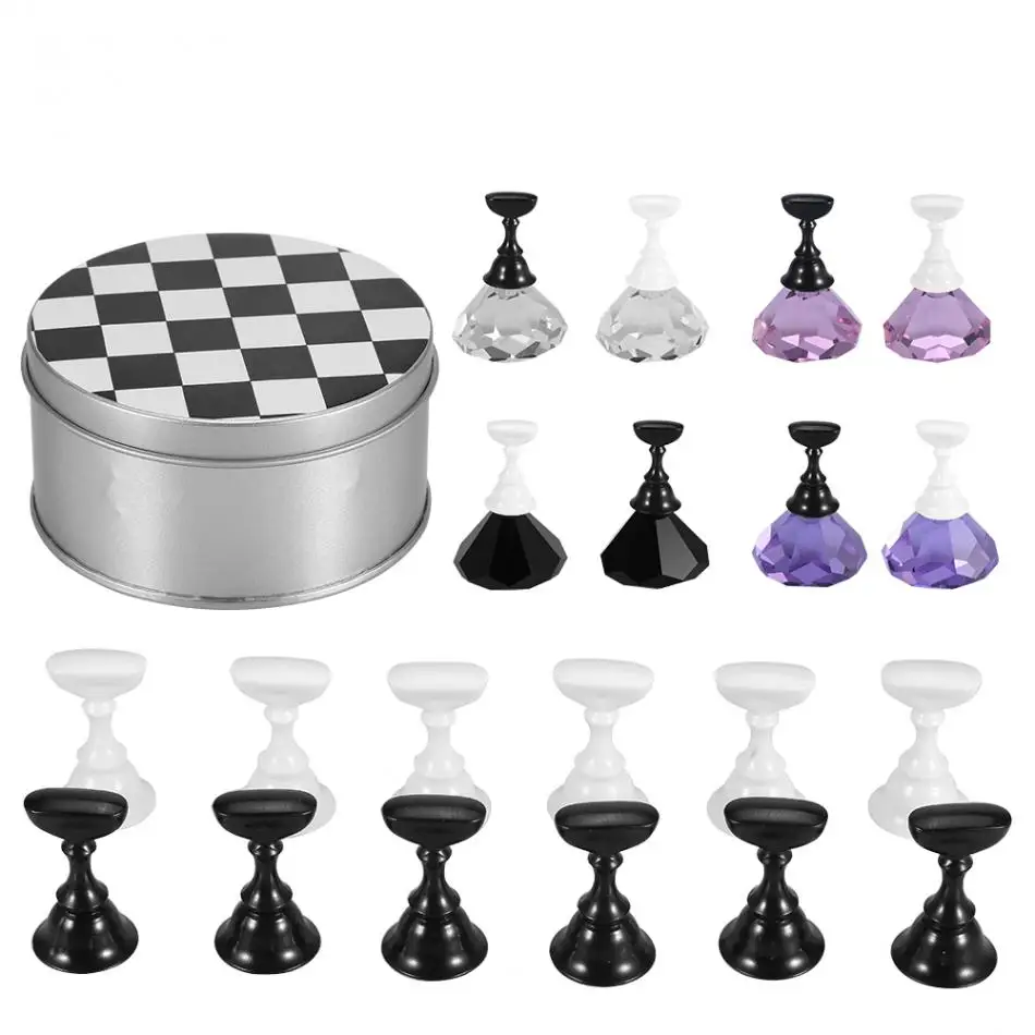 

Nail Polish Rack Display Holder Chess Board Magnetic Nail Art Tip Stand Crystal Base Acrylic DIY Nail Practice Salon Display Set