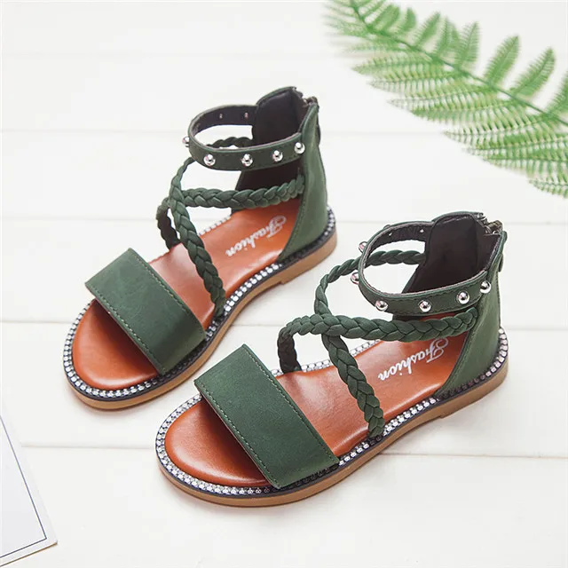 Сандалии для девочки, новая летняя мини-обувь, Нескользящие Детские пляжные сандалии для девочек, детская обувь, мягкие сандалии, танцевальная обувь римская обувь - Цвет: TT-T1915-green