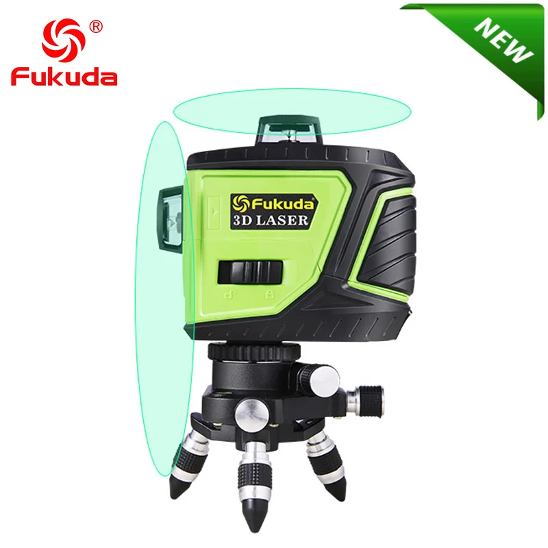 

Fukuda Brand 8Lines 3D MW-93T-2GX Laser Level Self-Leveling 360 Horizontal Vertical Cross Super Powerful green Laser Beam OSRAM