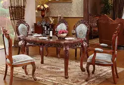 Элегантный обеденный стол, мраморный стол, Высококачественная резьба по цельному дереву Прямоугольный Обеденный стол мебель