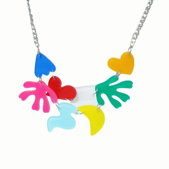 

Fashion Candy Colors Acrylic Pendant Necklace Flower Hollow Acrylic Necklace for Kids Lovely Boy Girl Necklace Gift for Children