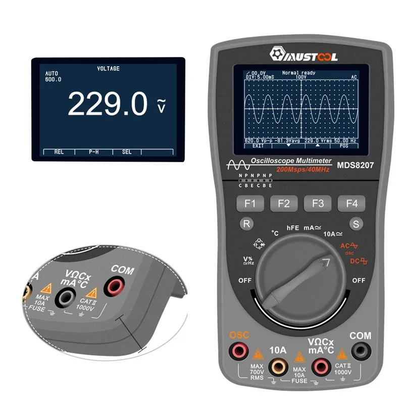 Koop Mustool Verbeterde MDS8207 Intelligente 2 In 1 Digitale 40 Mhz 200 Msps S Oscilloscoop 6000Counts True Rms Multimeter met Analoge Grap