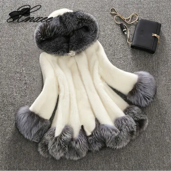 

Xnxee women's new fur coat women's fur women's fox fur coat long section