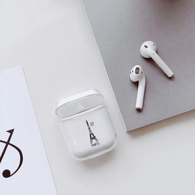

Love tower Covers For Airpods Case Transparent Wireless Earphone Charging Case for Apple AirPods 1 2 Hard PC Protective Cover