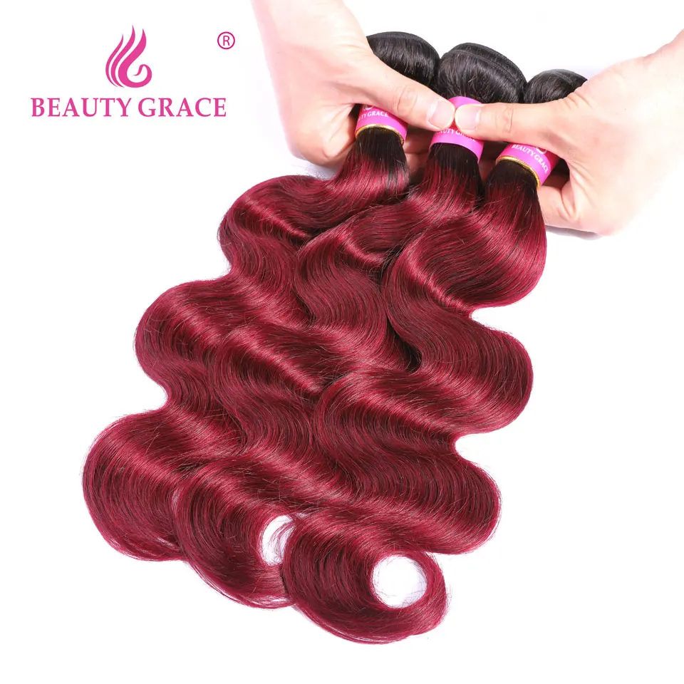 Beauty Grace Brazilian Body Wave 3 Bundles Deal Ombre T1B/99J Human Hair Weave Bundles Non Remy Hair Extensions Free Shipping Beauty Grace Brazilian Body Wave 3 Bundles Deal Ombre T1B/99J Human Hair Weave Bundles Non Remy Hair Extensions Free Shipping